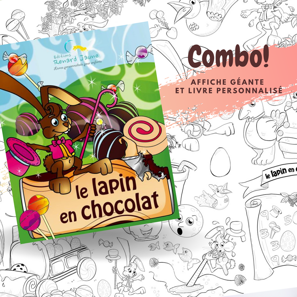 COMBO Le lapin en chocolat (couverture souple - Garçon) et Affiche géante